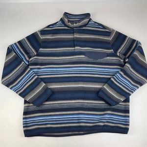 Southern Grit Men's Size L Tundra Fleece 1/4 Snap Pullover Jacket Blue Stripe